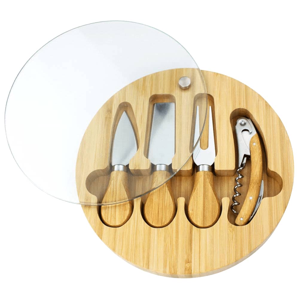 Trekk Round Bamboo Glass Cheese Set - Image 3
