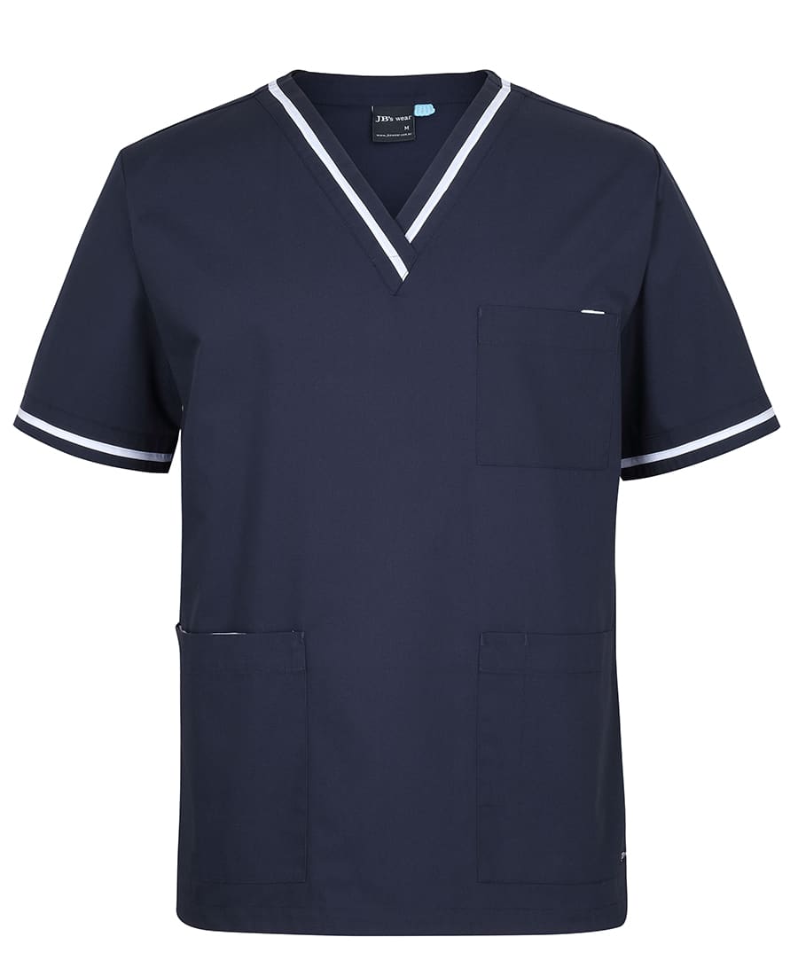 JB's Contrast Unisex Scrubs Top Navy/Aqua - Image 3