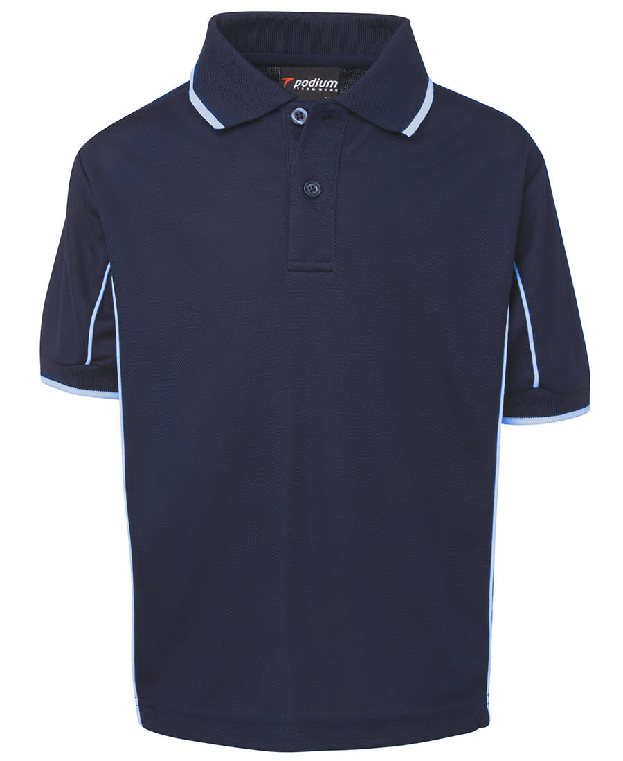 Podium Kids S/S Piping Polo Navy/White
