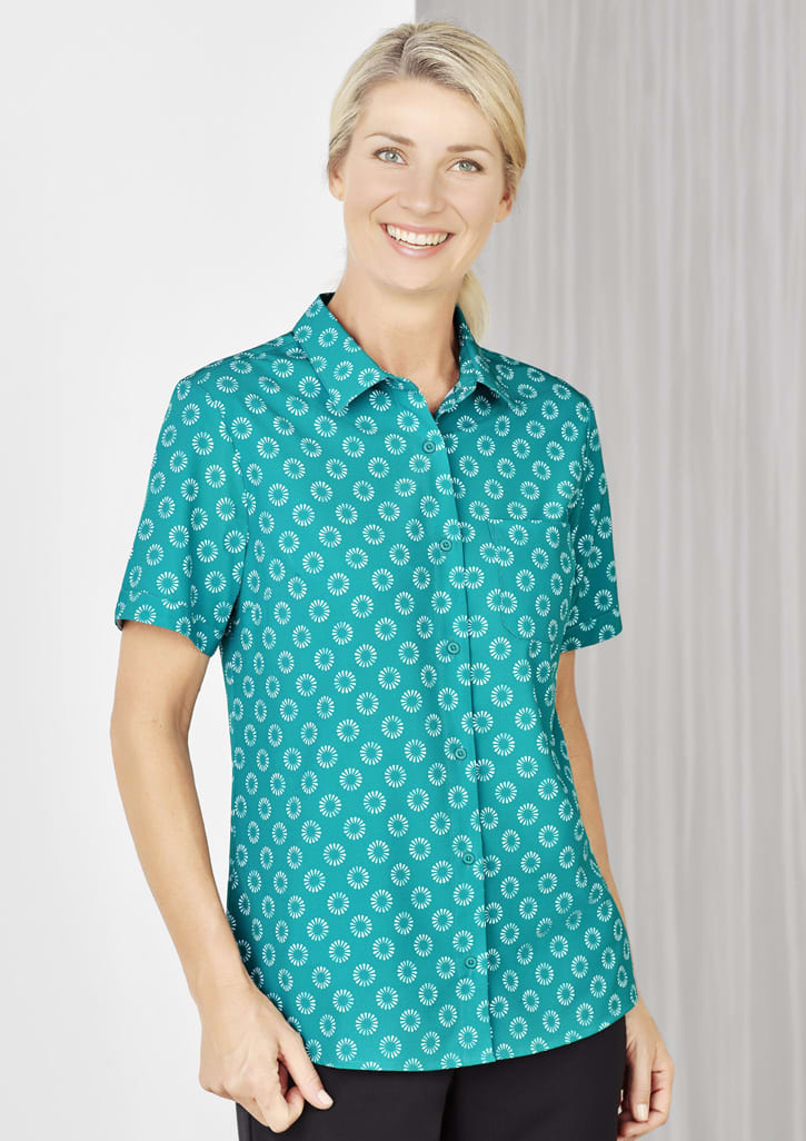 Womens Florence Daisy Print Short Sleeve Shirt - Image 3