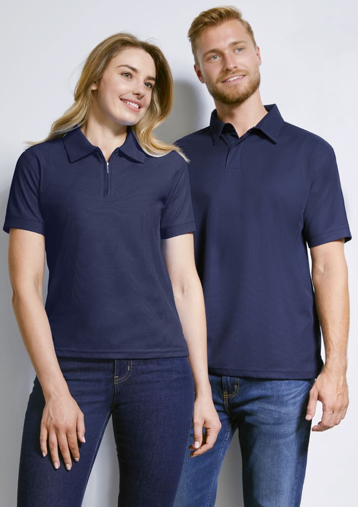 Womens Micro Waffle Short Sleeve Polo - Image 3