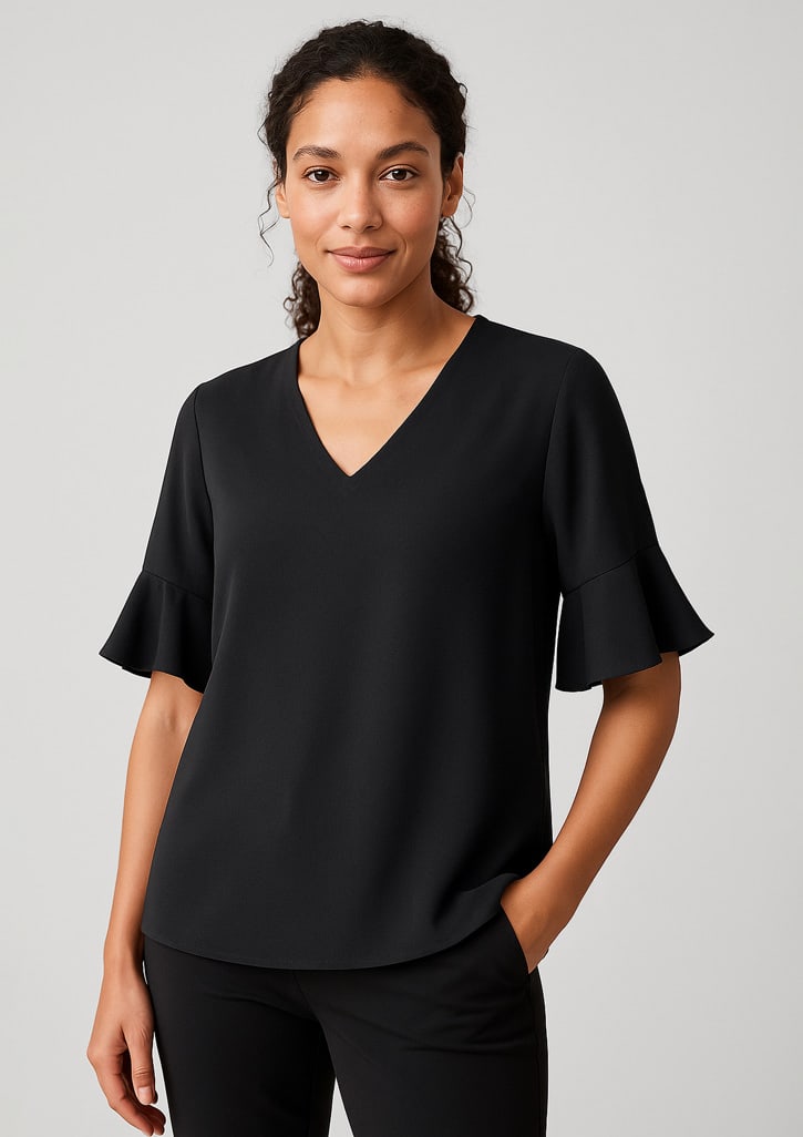 Womens Aria Fluted Sleeve Blouse - Image 3
