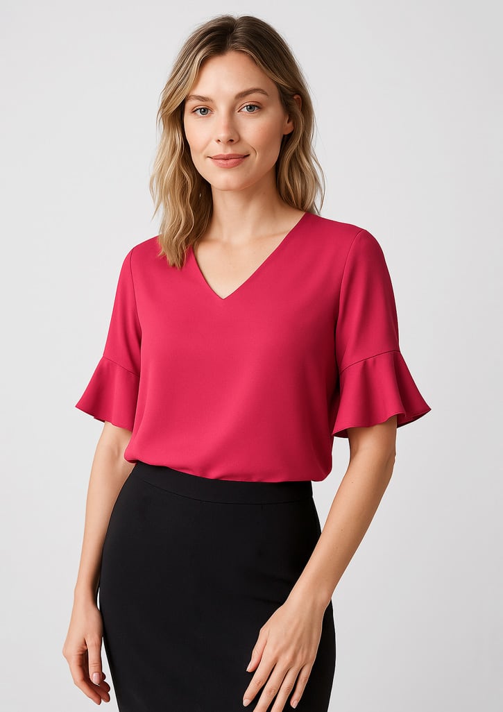 Womens Aria Fluted Sleeve Blouse - Image 6