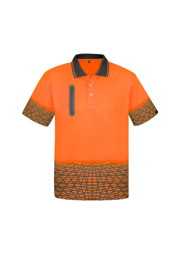Mens Hi Vis Tracks Short Sleeve Polo - Image 4