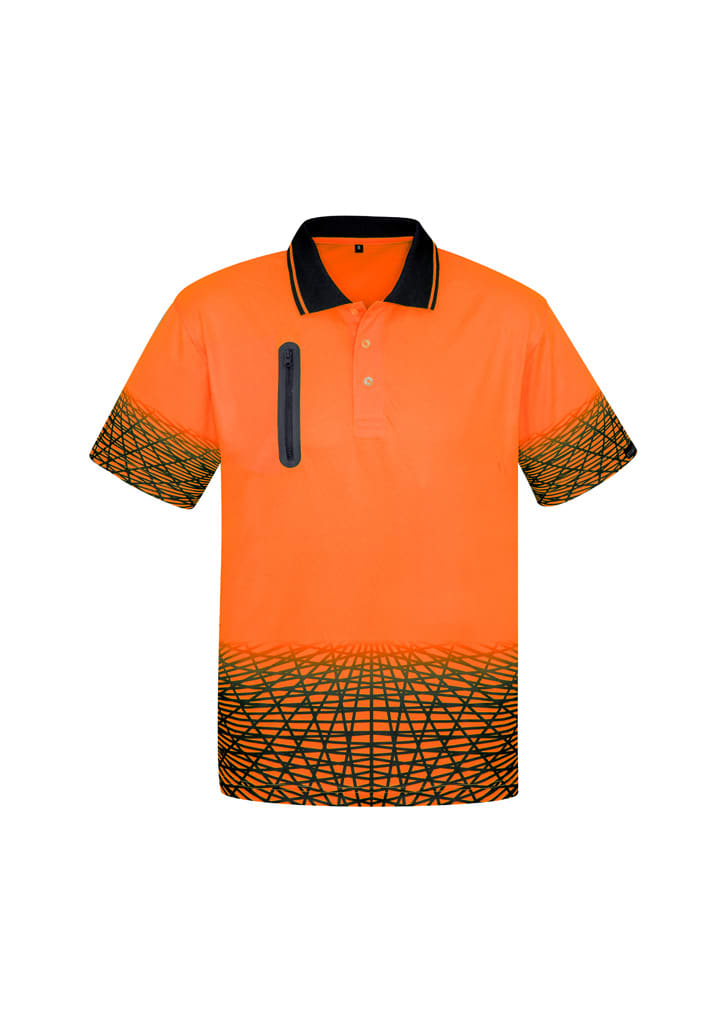 Mens Hi Vis Tracks Short Sleeve Polo - Image 6