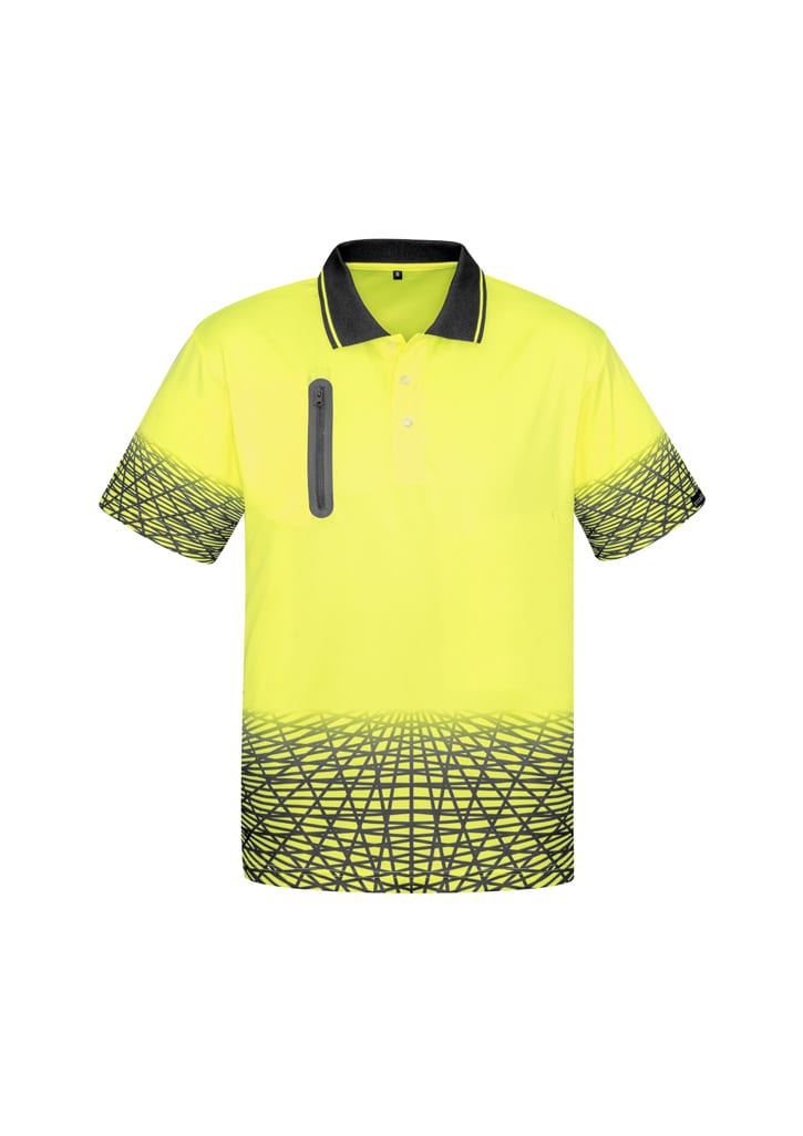 Mens Hi Vis Tracks Short Sleeve Polo - Image 3