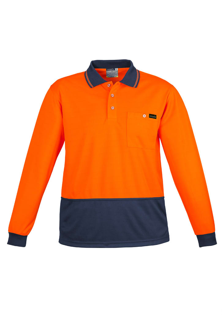 Mens Hi Vis Comfort Back Long Sleeve Polo - Image 3