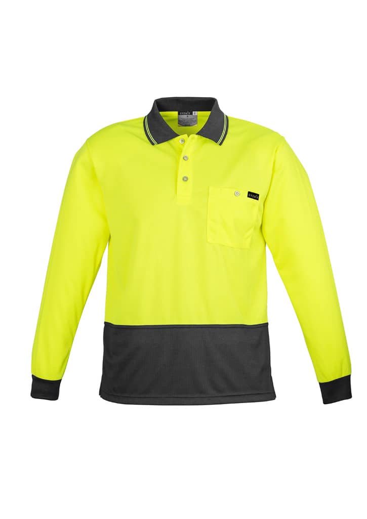 Mens Hi Vis Comfort Back Long Sleeve Polo - Image 4