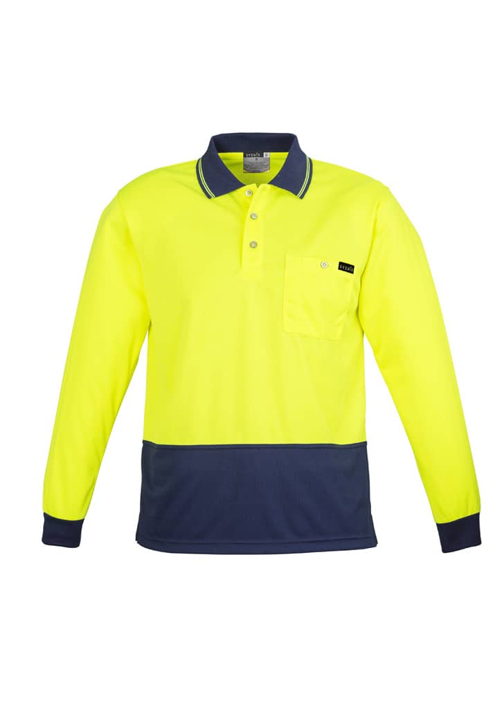 Mens Hi Vis Comfort Back Long Sleeve Polo - Image 6