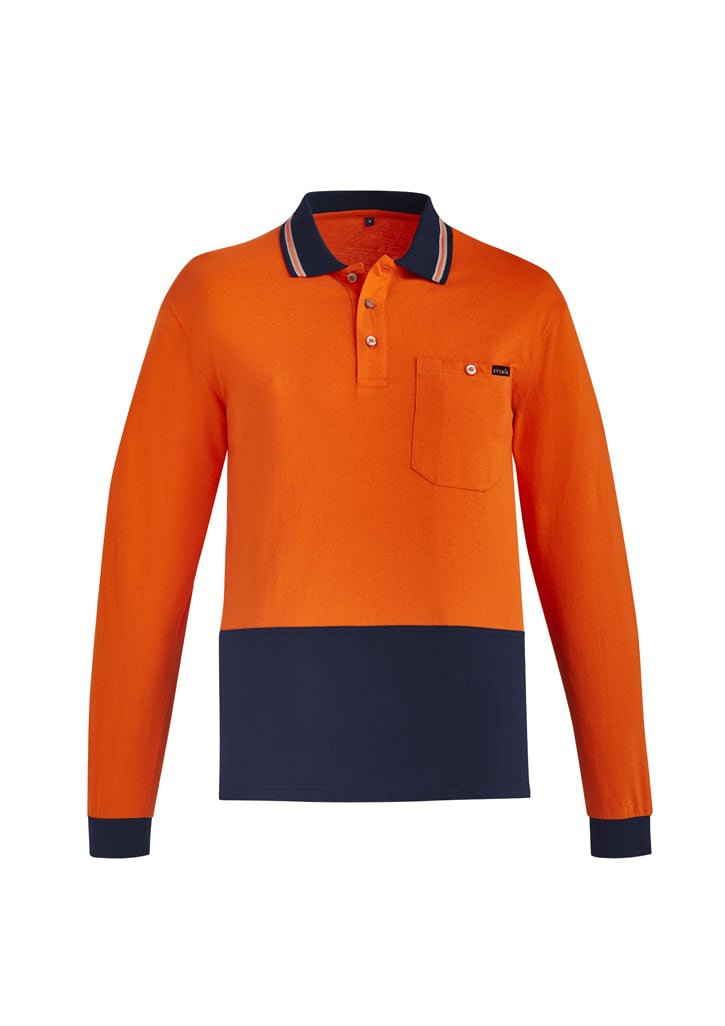 Mens Hi Vis Cotton Long Sleeve Polo - Image 4