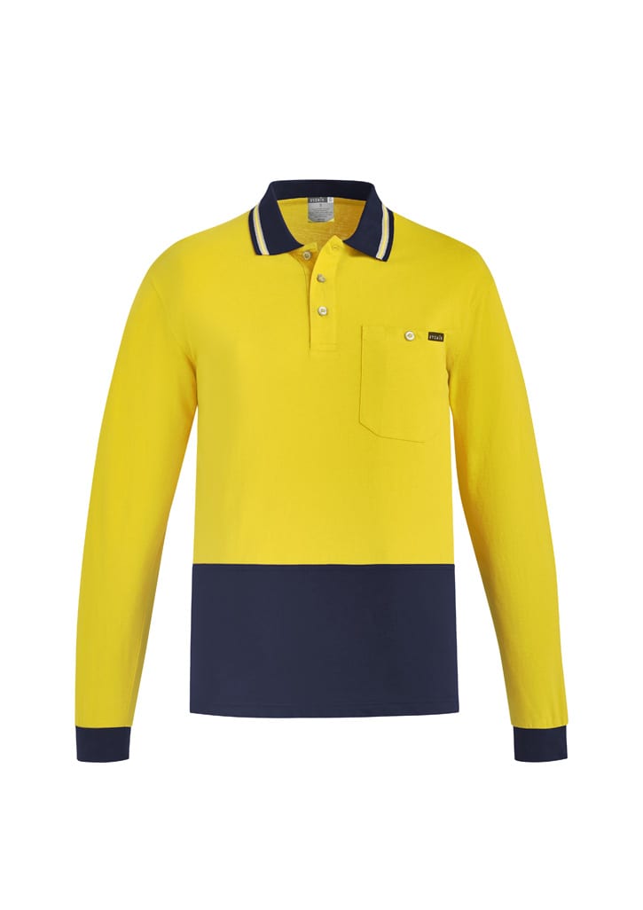 Mens Hi Vis Cotton Long Sleeve Polo - Image 3