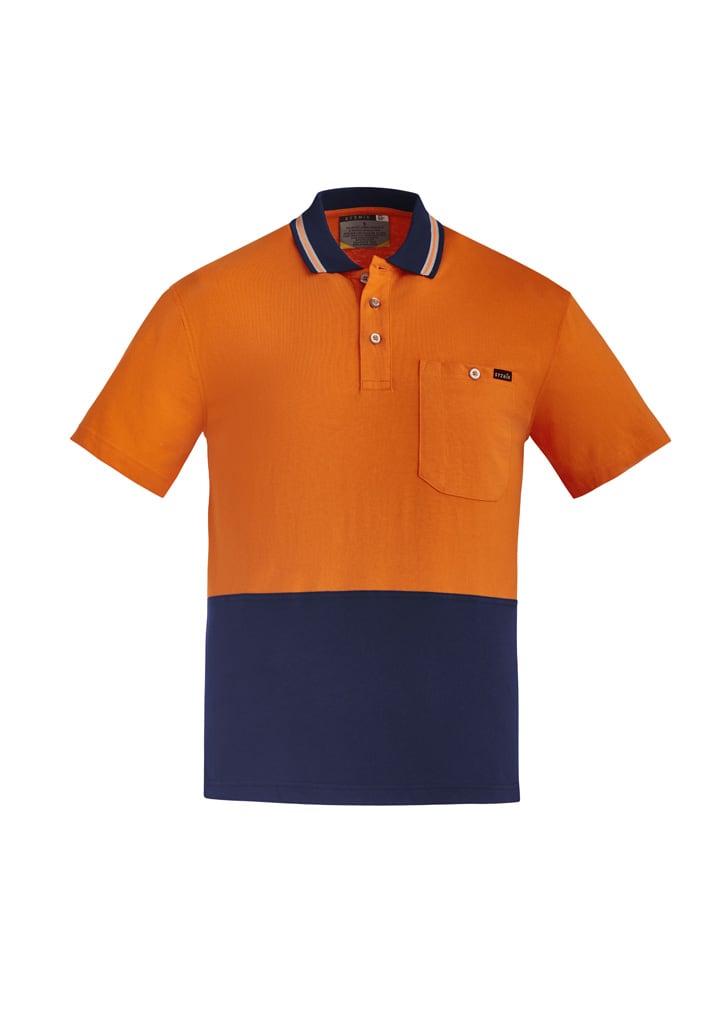 Mens Hi Vis Cotton Short Sleeve Polo - Image 4