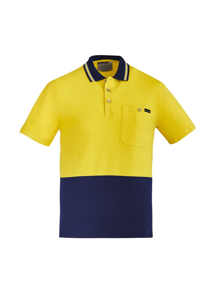 Mens Hi Vis Cotton Short Sleeve Polo - Image 3