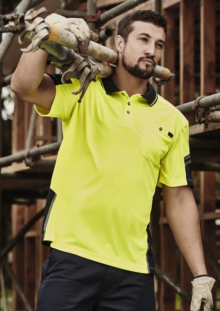 Mens Hi Vis Reinforced Squad Short Sleeve Polo - Image 3