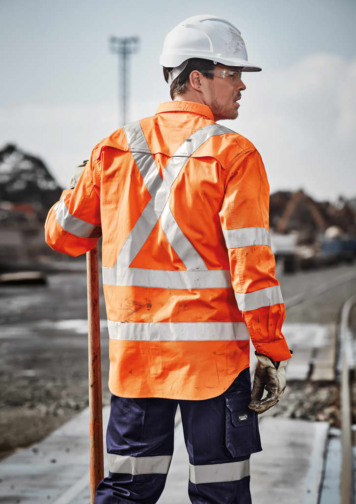 Mens Hi Vis X Back Taped Long Sleeve Shirt - Image 3