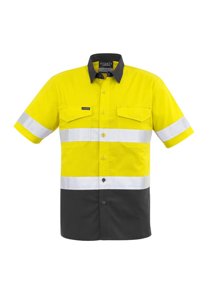 Mens Rugged Cooling Hi Vis Taped Short Sleeve Shirt - Image 4