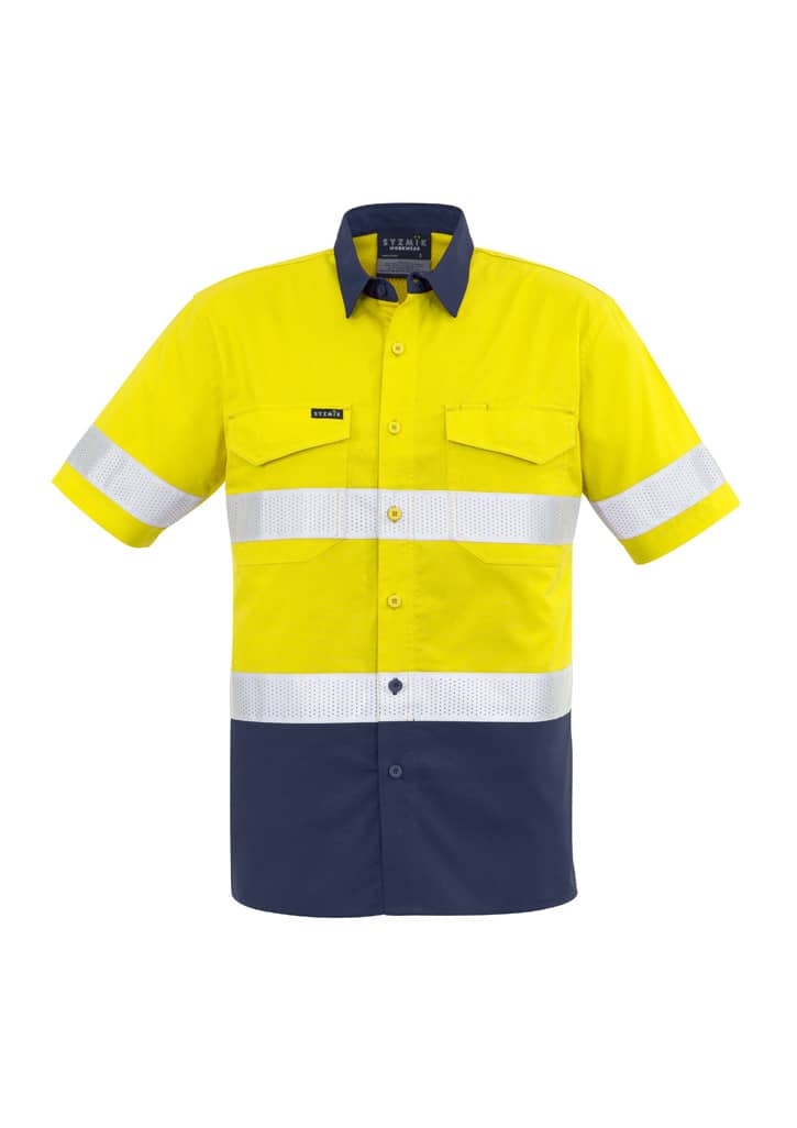 Mens Rugged Cooling Hi Vis Taped Short Sleeve Shirt - Image 3