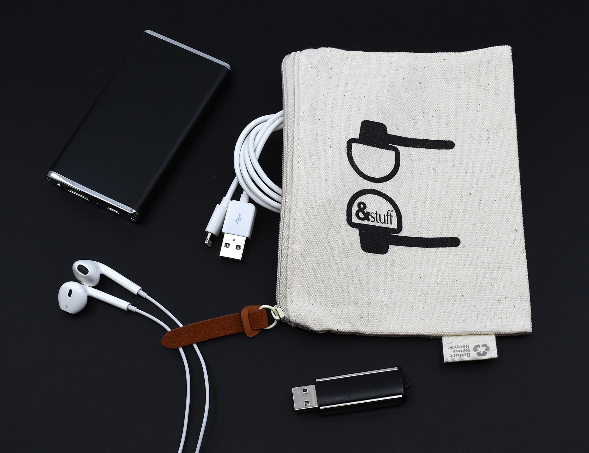 Calico Earphone Pouch 12.5cm x 17cm