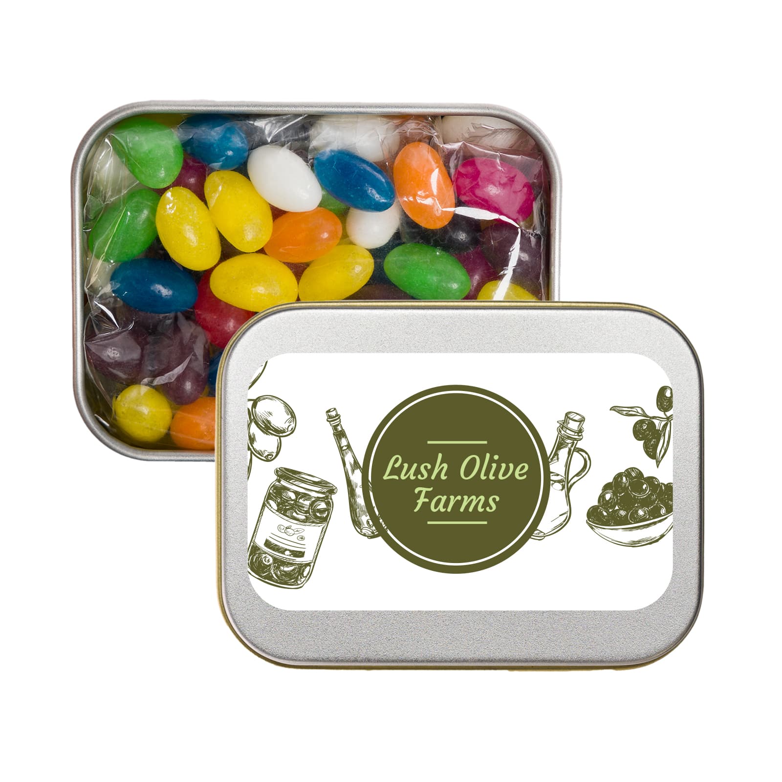 Assorted Colour Mini Jelly Beans in Silver Rectangular Tin - Image 3