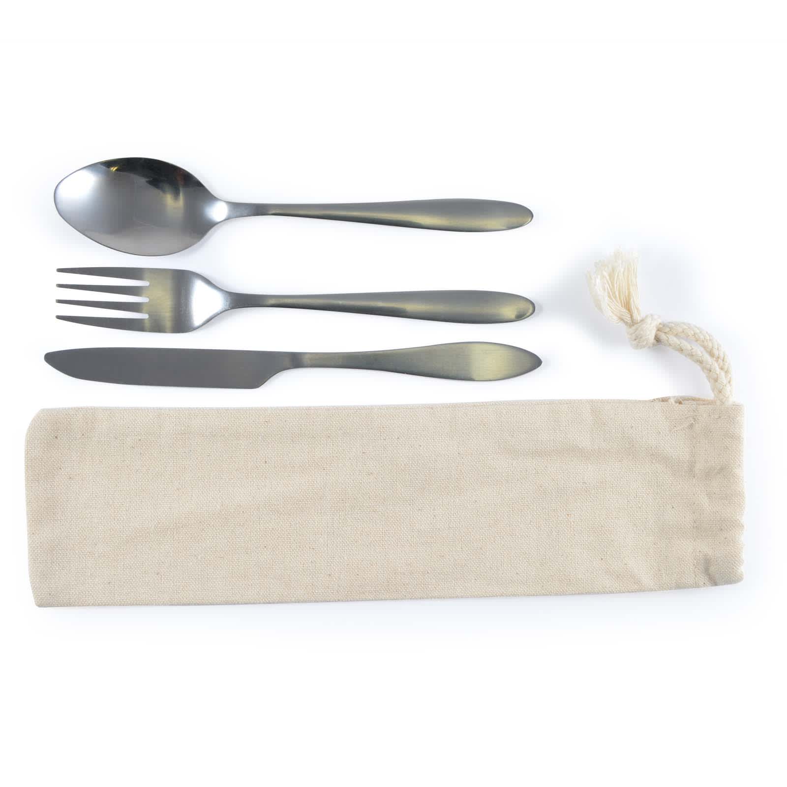 Banquet Cutlery Set in Calico Pouch - Image 3