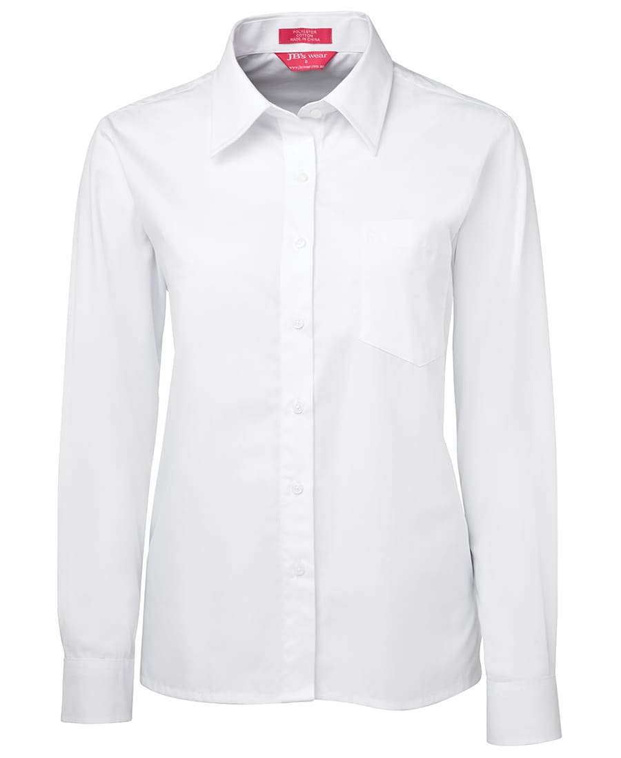 JB's Ladies L/S Original Poplin Shirt White - Image 3