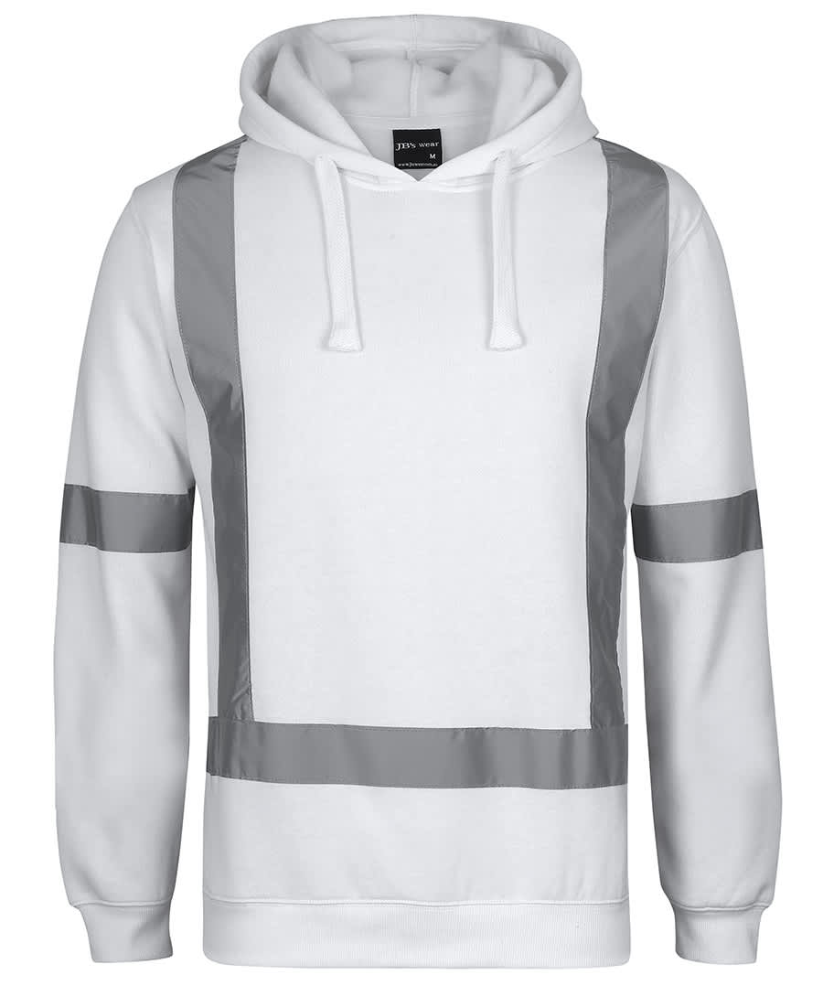 JB's Fleece Hoodie With Reflective Tape White