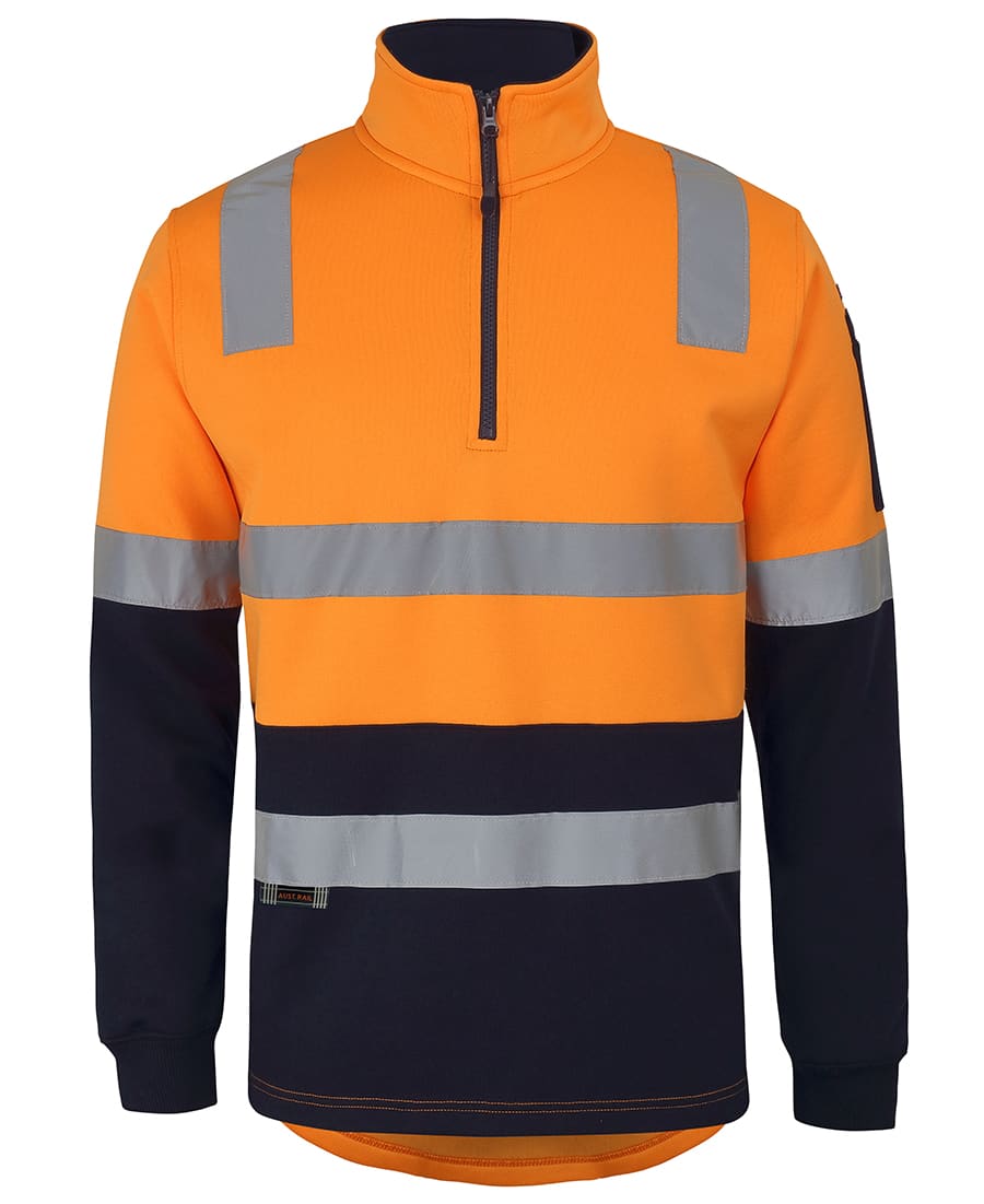 JB's 1/2 Zip Aust. Rail (D+N) Fleece Sweater Orange/Navy - Image 3