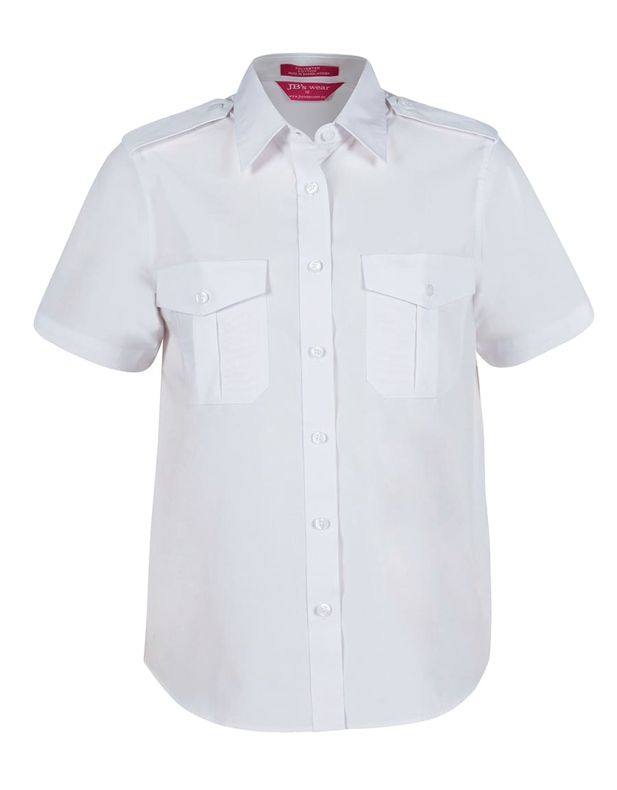 JB's Ladies S/S Epaulette Shirt White - Image 3