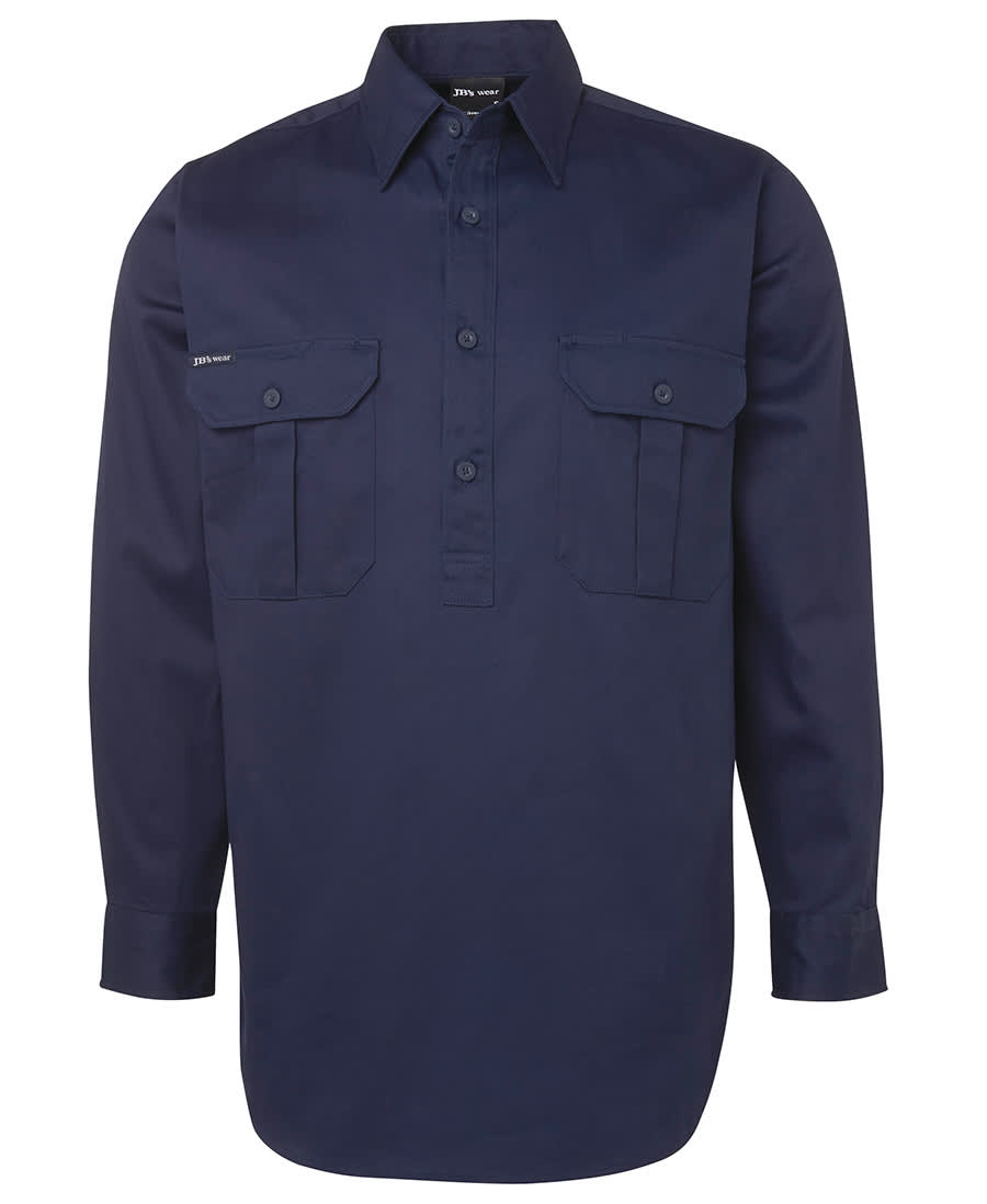 JB's Close Front L/S Work Shirt Navy - Image 3