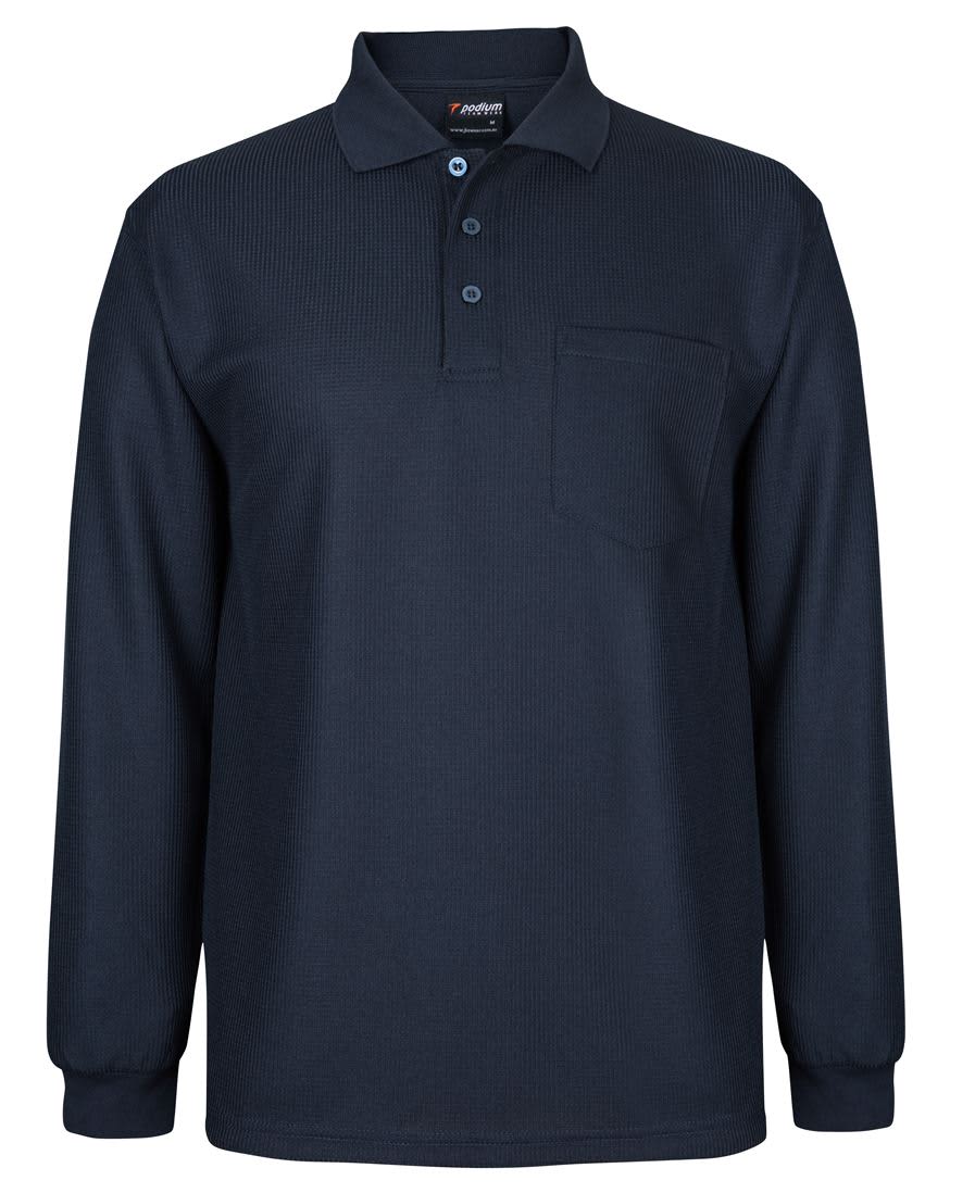 Podium L/S Waffle Pocket Polo - Image 4