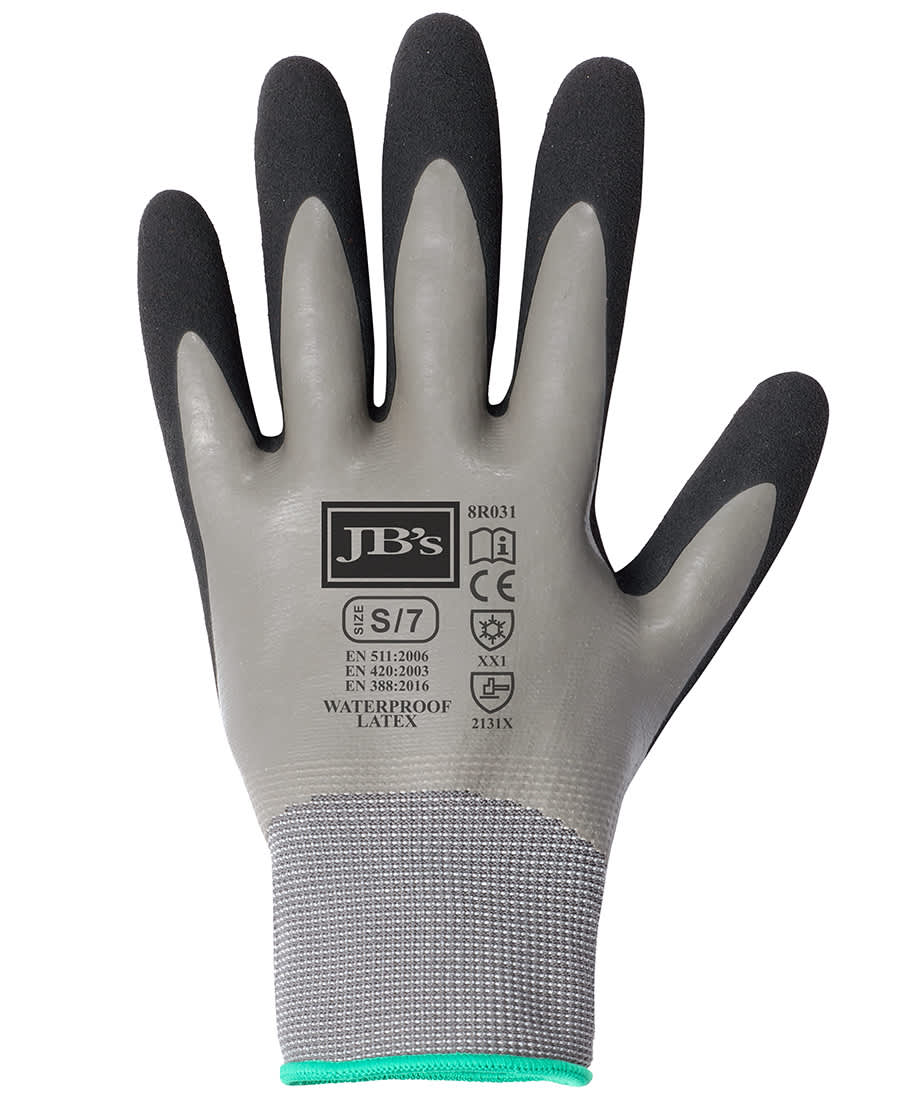 JB's Waterproof Dbl Latex Coated Glove 5 Pk Grey/Black - Image 3