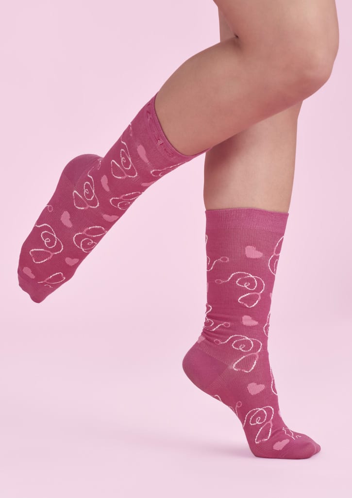 Unisex Pink Happy Feet Comfort Socks - Image 4