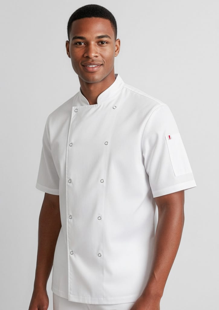 Mens Zest Short Sleeve Chef Jacket - Image 5