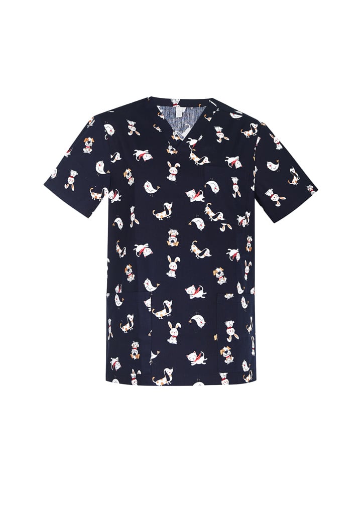 Mens Printed Best Friends Scrub Top - Image 3