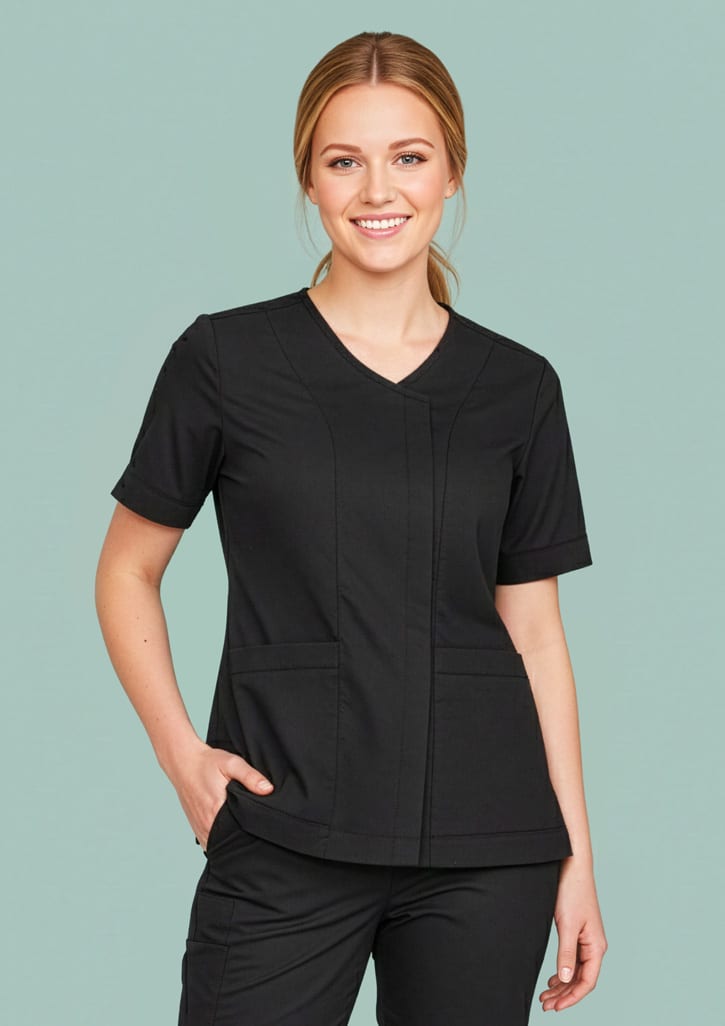 Womens Parks Zip Front Crossover Scrub Top - Image 5
