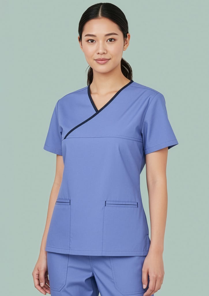 Classic Womens Contrast Crossover Scrub Top
