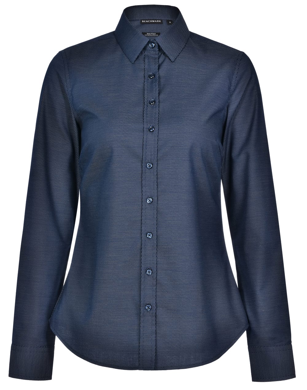 Ladies' Pin Dot Stretch L/S Shirt - Image 3