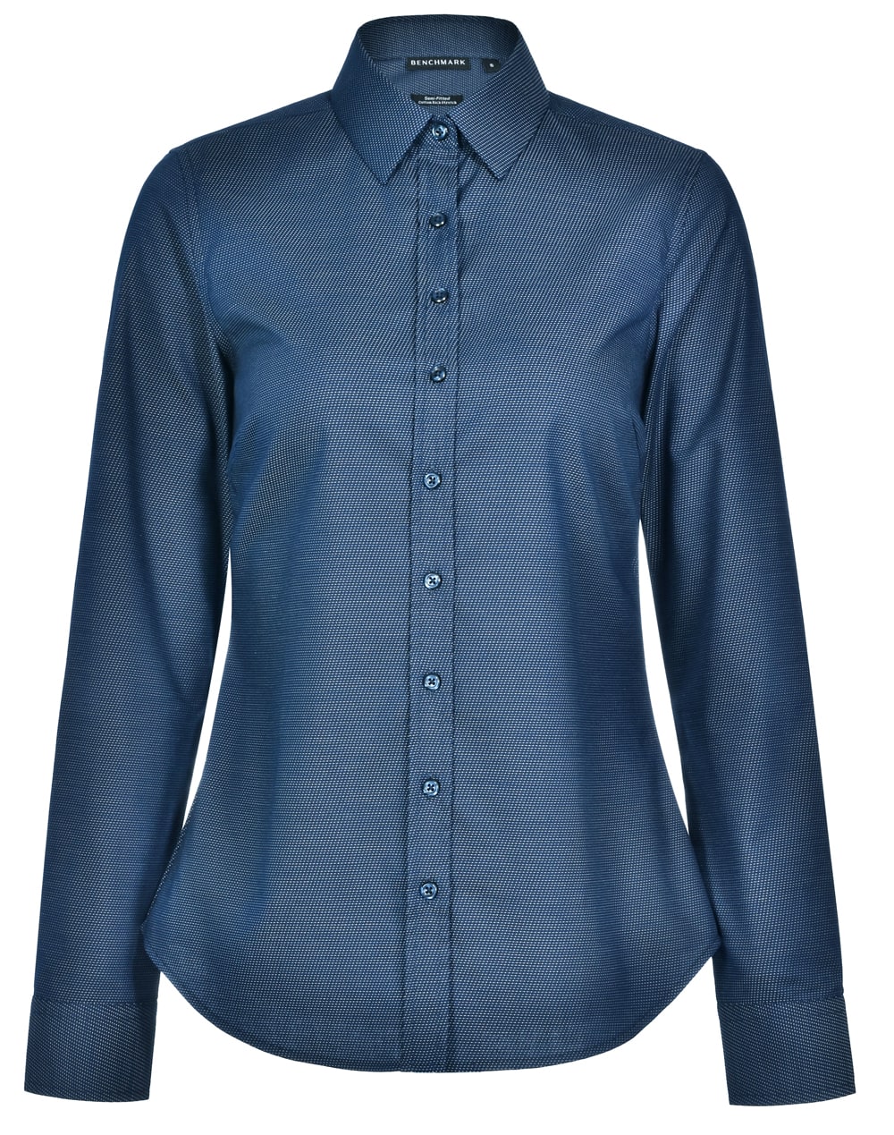Ladies' Pin Dot Stretch L/S Shirt - Image 4