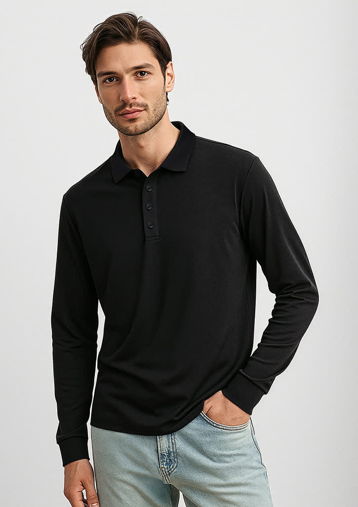 Mens Action Long Sleeve Polo - Image 5