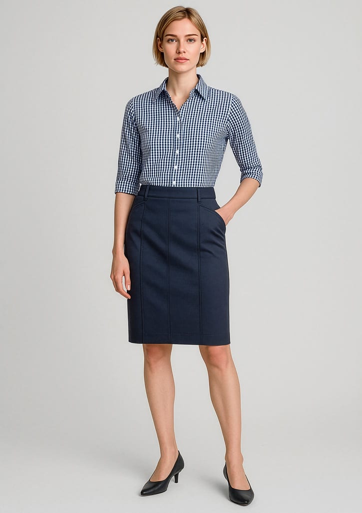 Womens Mid Waist Stretch Chino Skirt - Image 8