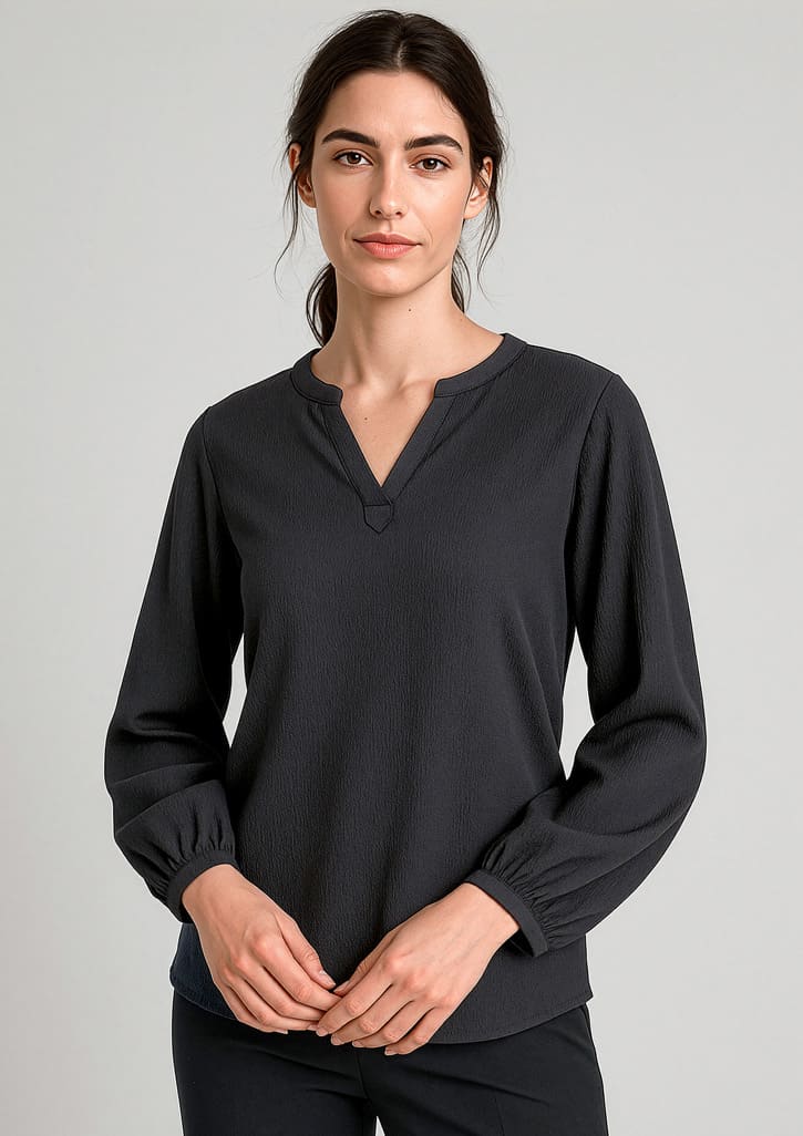 Womens Ruche Long Sleeve Blouse - Image 4