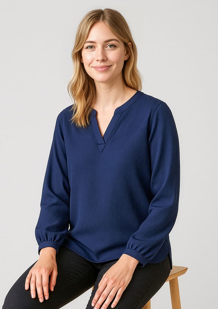 Womens Ruche Long Sleeve Blouse - Image 5
