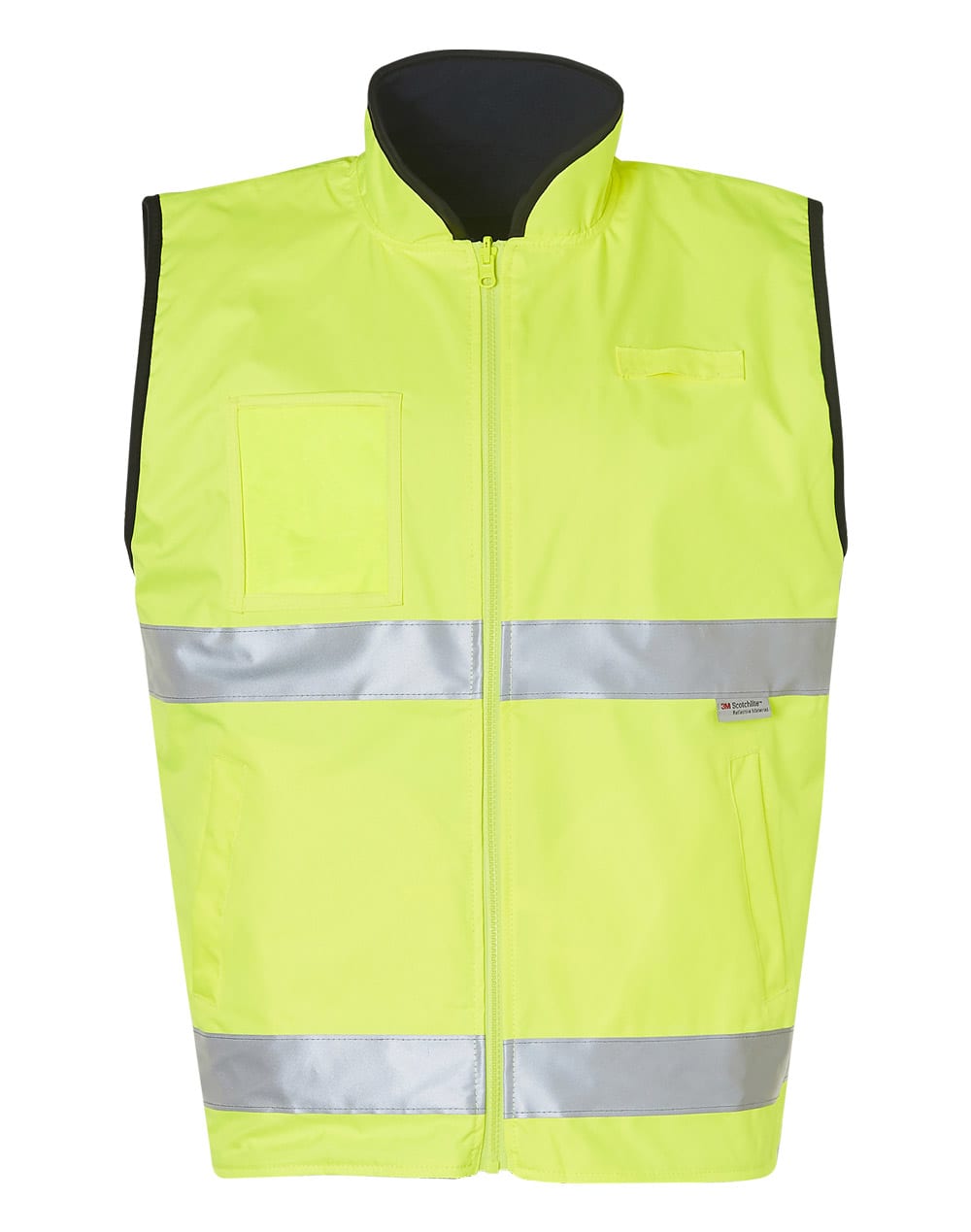 Hi-Vis Reversible Mandarine Collar Safety Vest With 3M Tapes - Image 4