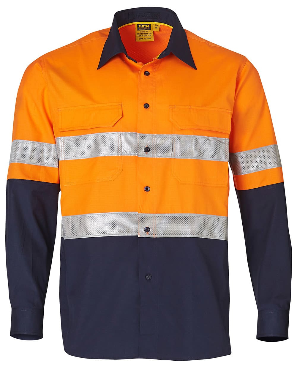 Hi-Vis Cotton Rip-Stop L/S Shirt 3M Tape - Image 2