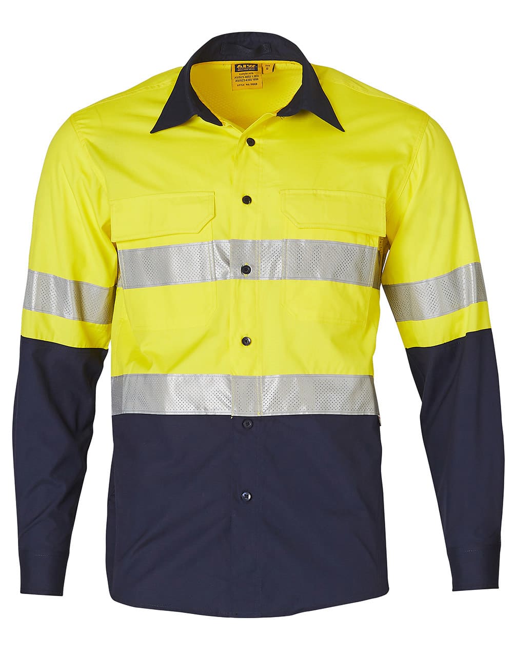 Hi-Vis Cotton Rip-Stop L/S Shirt 3M Tape - Image 3