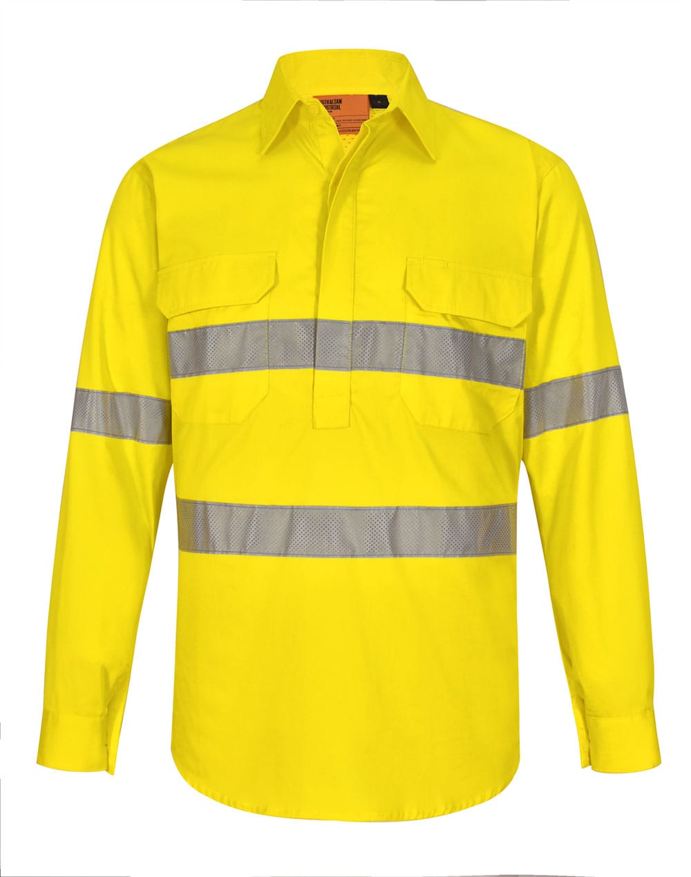 Hi Vis Cool-Breeze Closed Front L/S Shirt (Perforated Tape) - Image 4