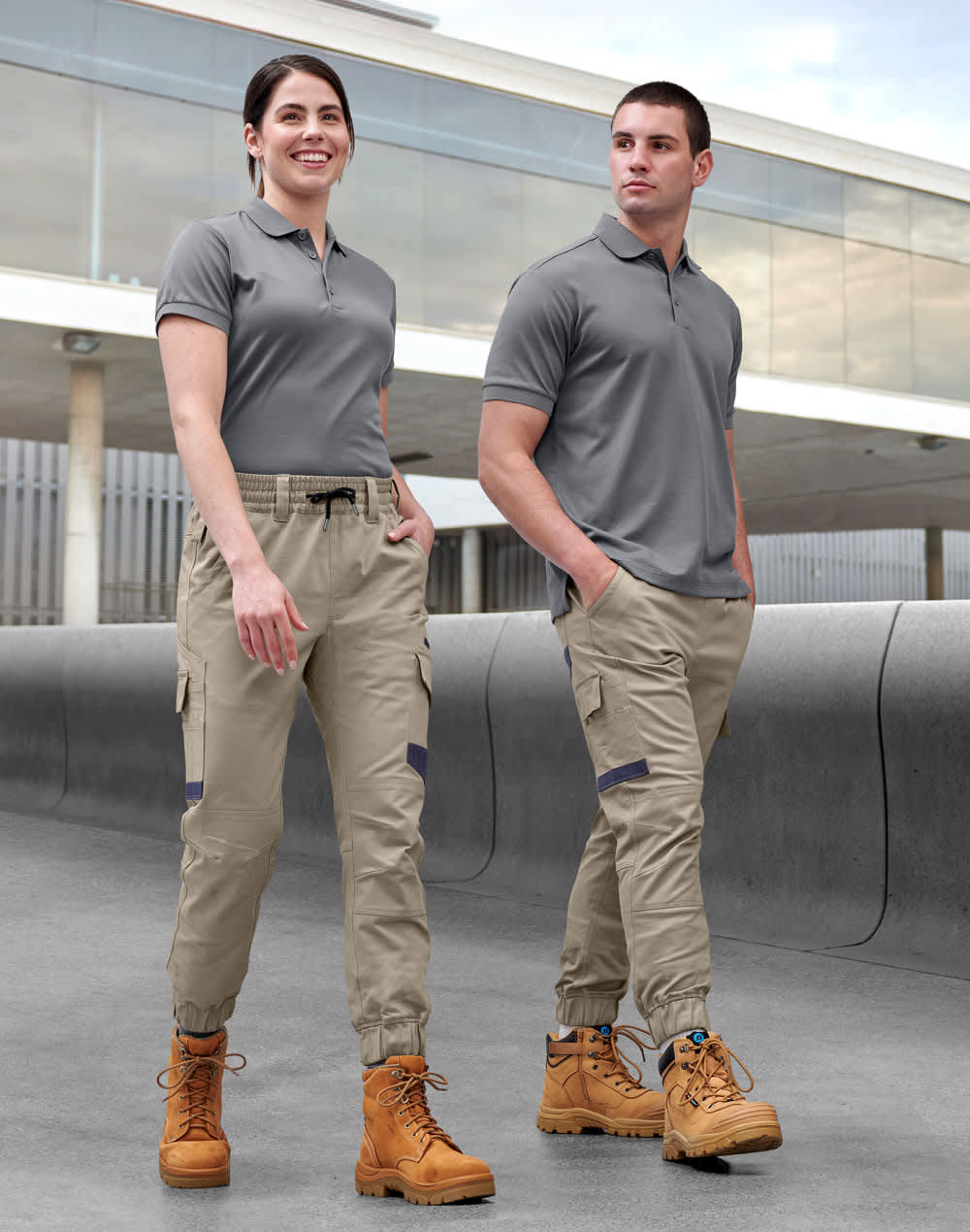 Unisex Cotton Stretch Drill Cuffed Work Pants