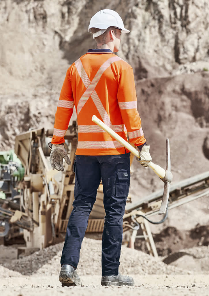 Unisex Hi Vis X Back NSW Rail Long Sleeve Polo - Image 4